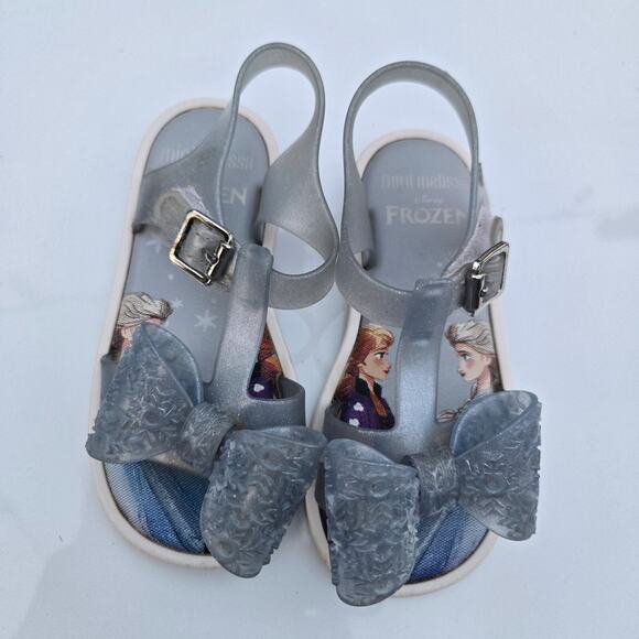Mini Melissa x Disney Frozen Snowflake Bow Sandals Size 9 - Picture 1 of 6